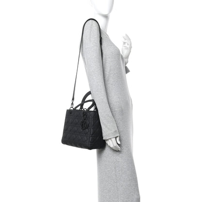 Ultra Matte Calfskin Cannage Medium Lady Dior Black