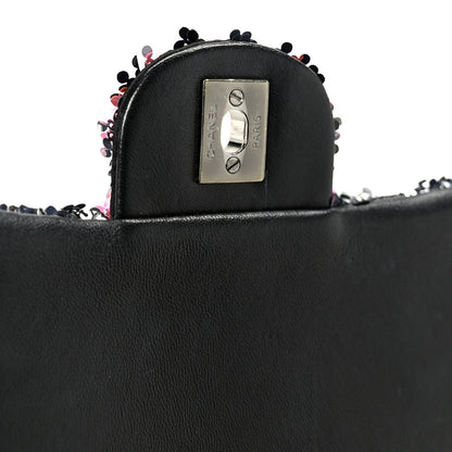 Sequin Logo Single Flap Pink Silver Black
