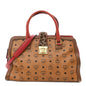 Visetos Calfskin Calf Hair Leopard Print Little Veronica Tote Cognac Multicolor