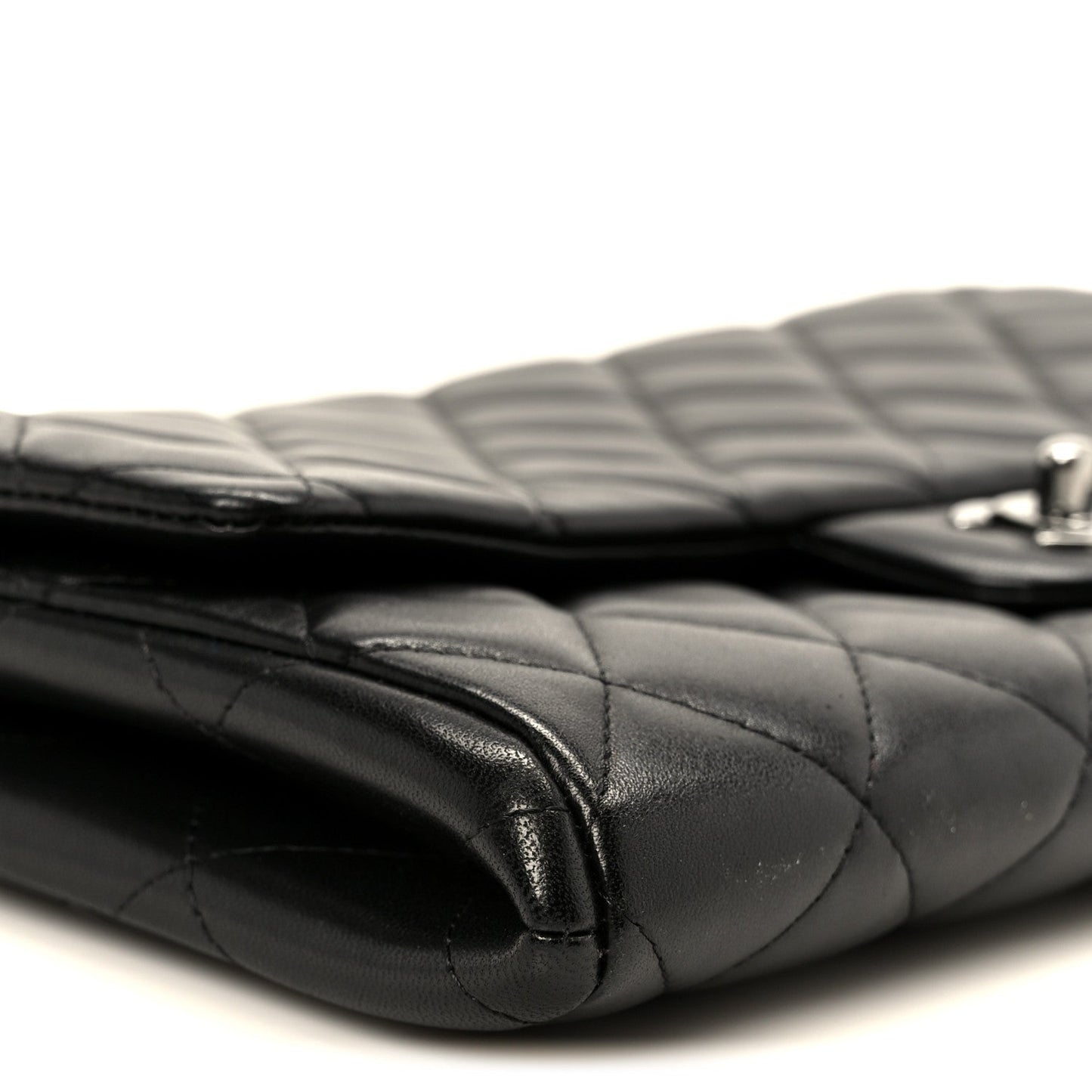 Lambskin Quilted Clutch With Chain Flap Black