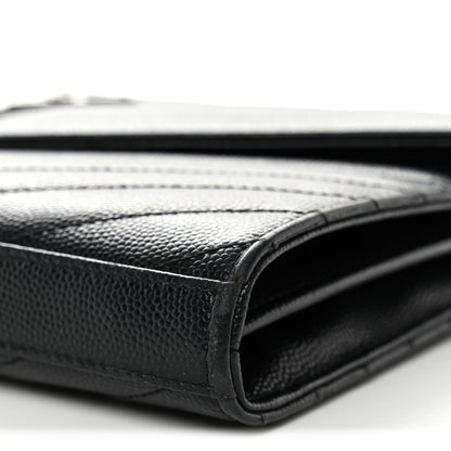 Grain De Poudre Matelasse Chevron Monogram Chain Wallet  Black