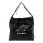 Shiny Calfskin Quilted Large Chanel 22 Black