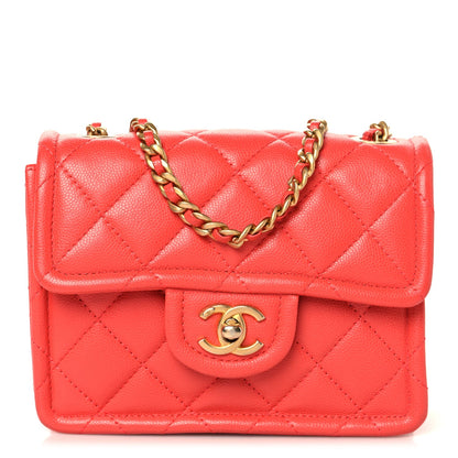 Caviar Quilted Mini Sweet Classic Flap Red