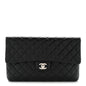 Lambskin Quilted Flap Clutch Black