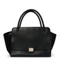 Drummed Calfskin Suede Double Zip Trapeze Black