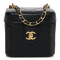 Lambskin Quilted Vanity Clutch With Chain Black