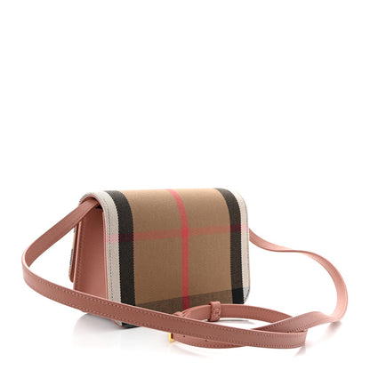 Grained Calfskin House Check Small Madison Shoulder Bag Dusty Pink