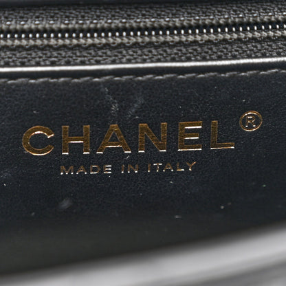 Shiny Aged Calfskin Quilted Nano Kelly Shopper Black
