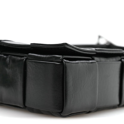 Paper Calfskin Maxi Intreccio Cassette Crossbody Bag Black