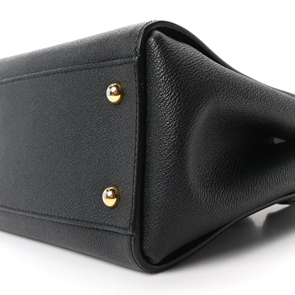 Soft Grain Calfskin Small Buckle Tote Black