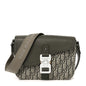 Oblique Jacquard Grained Calfskin Small Saddle Messenger Bag With Flap Green