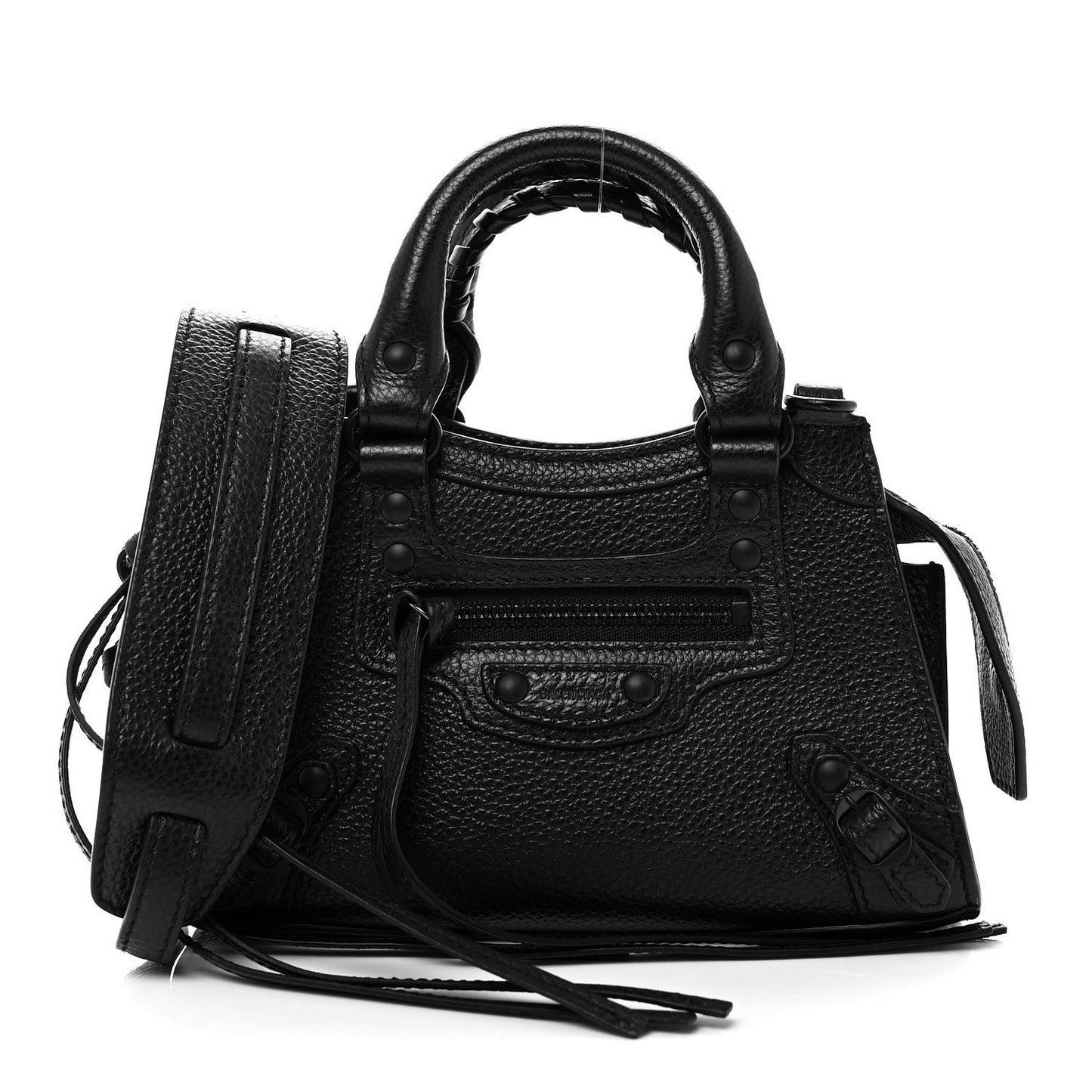 Grained Calfskin Neo Classic Black Hardware Nano City Crossbody Black