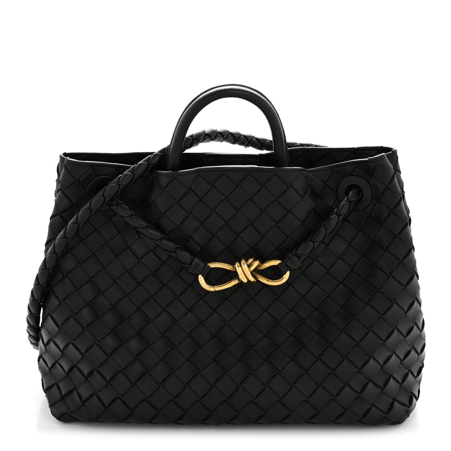 Nappa Intrecciato Medium Andiamo Shoulder Bag Black
