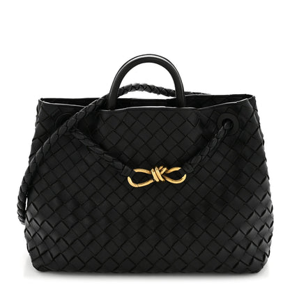 Nappa Intrecciato Medium Andiamo Shoulder Bag Black