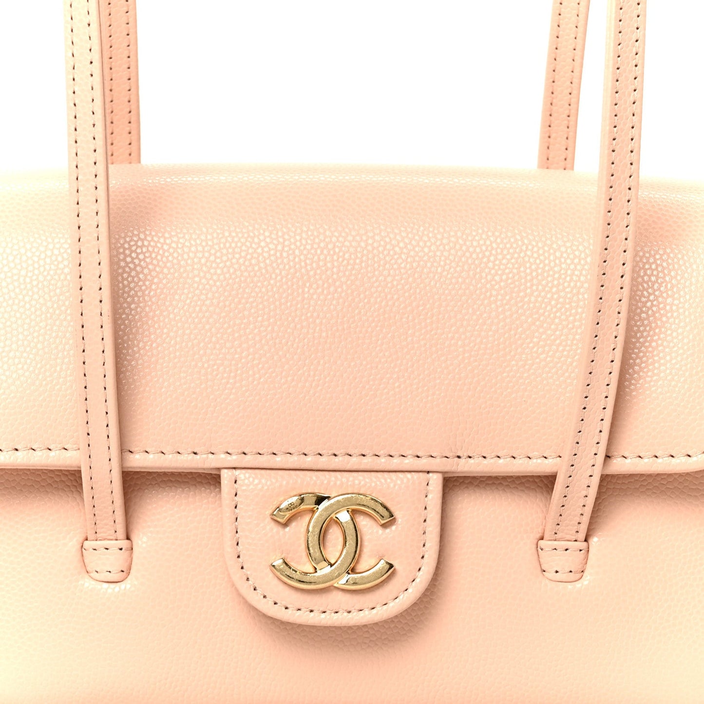 Shiny Caviar Mini Preppy Coco Shoulder Bag Light Pink