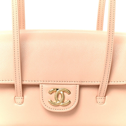 Shiny Caviar Mini Preppy Coco Shoulder Bag Light Pink