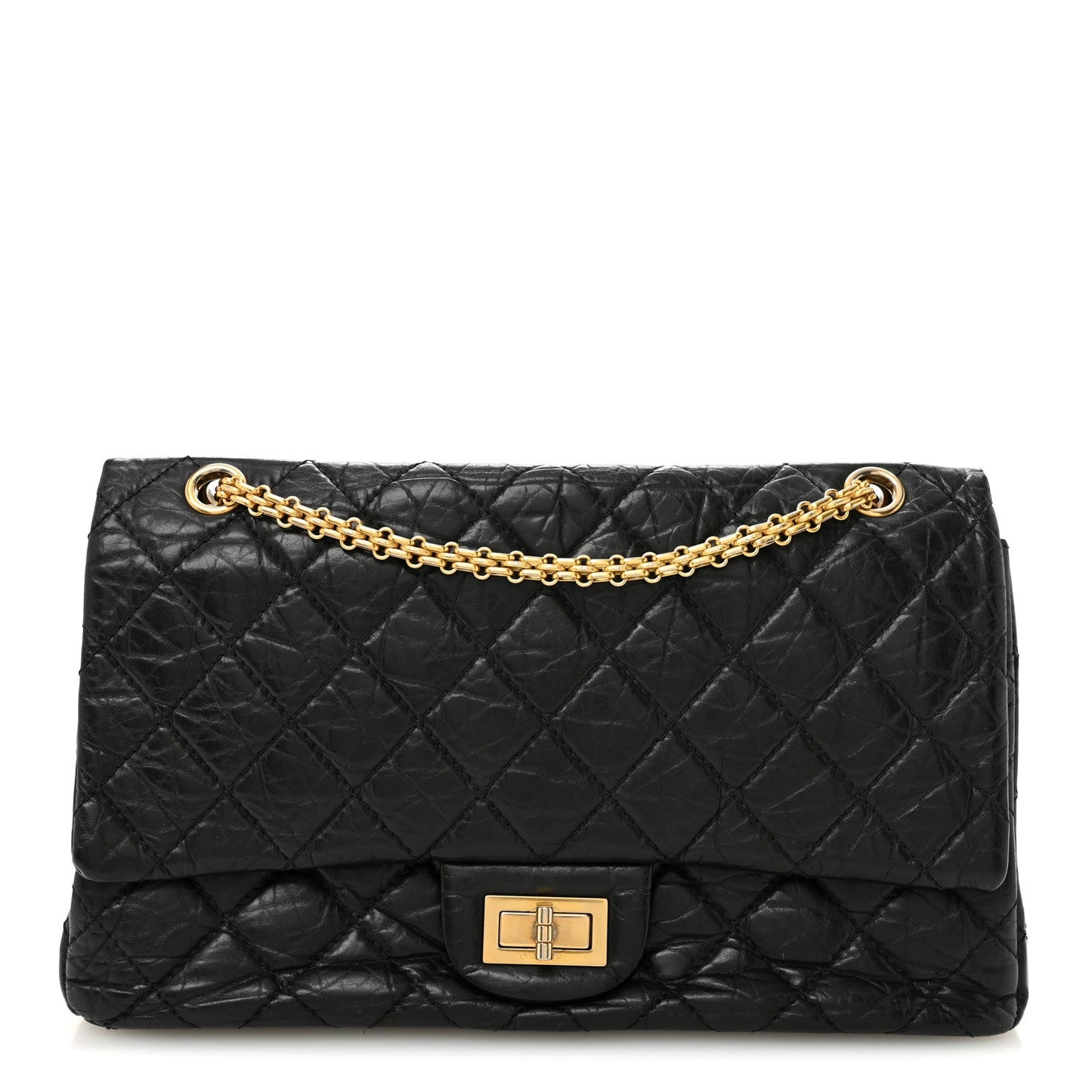 Aged Calfskin Quilted 2.55 Reissue 227 Flap Black