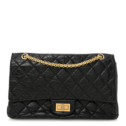 Aged Calfskin Quilted 2.55 Reissue 227 Flap Black