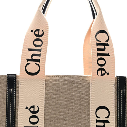 Cotton Calfskin Large Woody Ribbon Tote White Blue