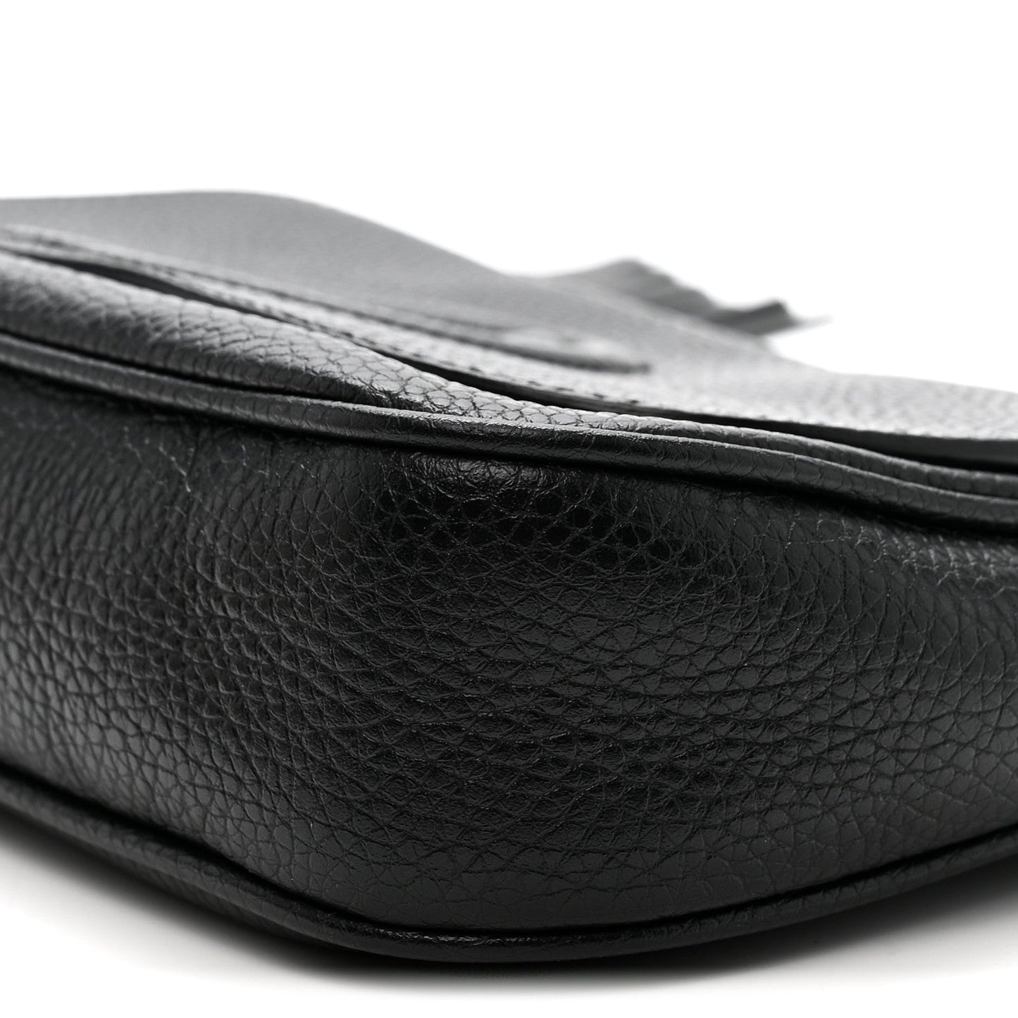 Pebbled Calfskin Medium Soho Flap Crossbody Black