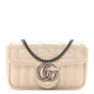 Calfskin Matelasse Aria Super Mini GG Marmont Shoulder Bag Mystic White