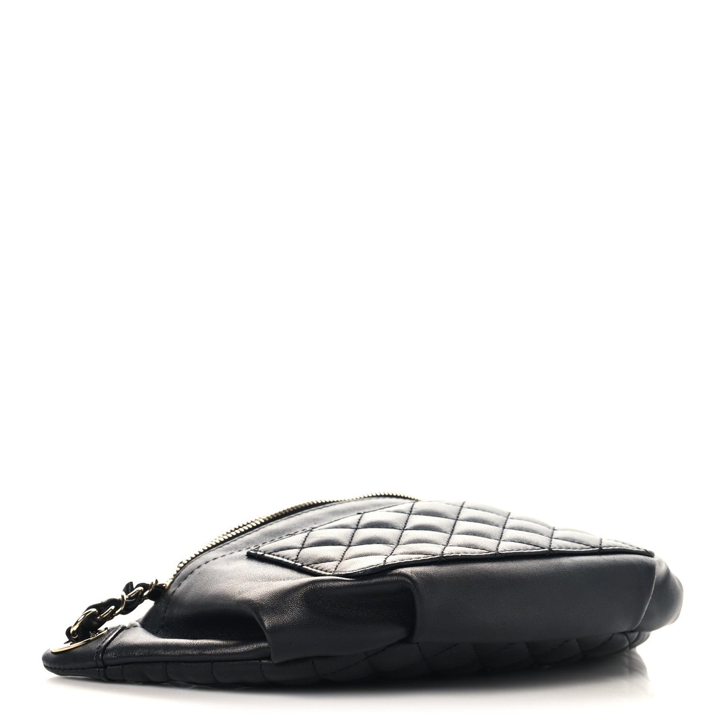 Lambskin Quilted Waist Bag Fanny Pack Black