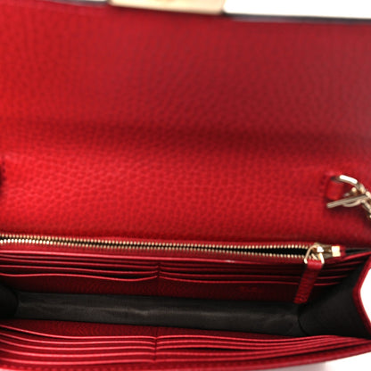 Dollar Calfskin Interlocking G Chain Wallet Red