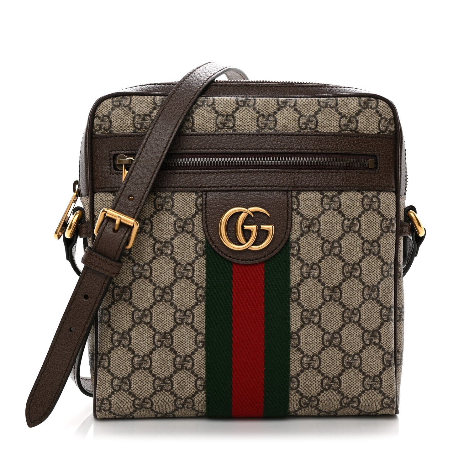 GG Supreme Monogram Web Small Ophidia Messenger Bag Brown