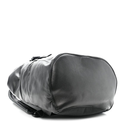 Lambskin Logo Debossed Backpack Black