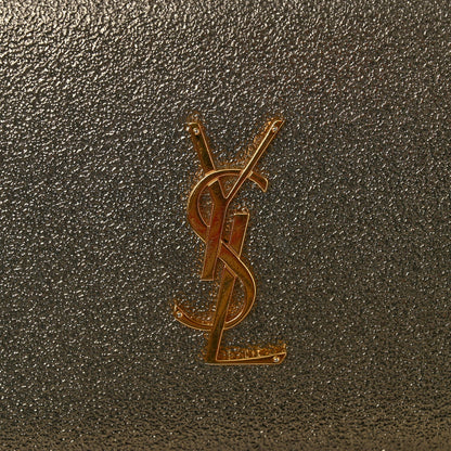 Grained Metallic Calfskin Monogram Chain Wallet Bronze