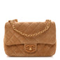 Suede Quilted Mini Flap Dark Beige