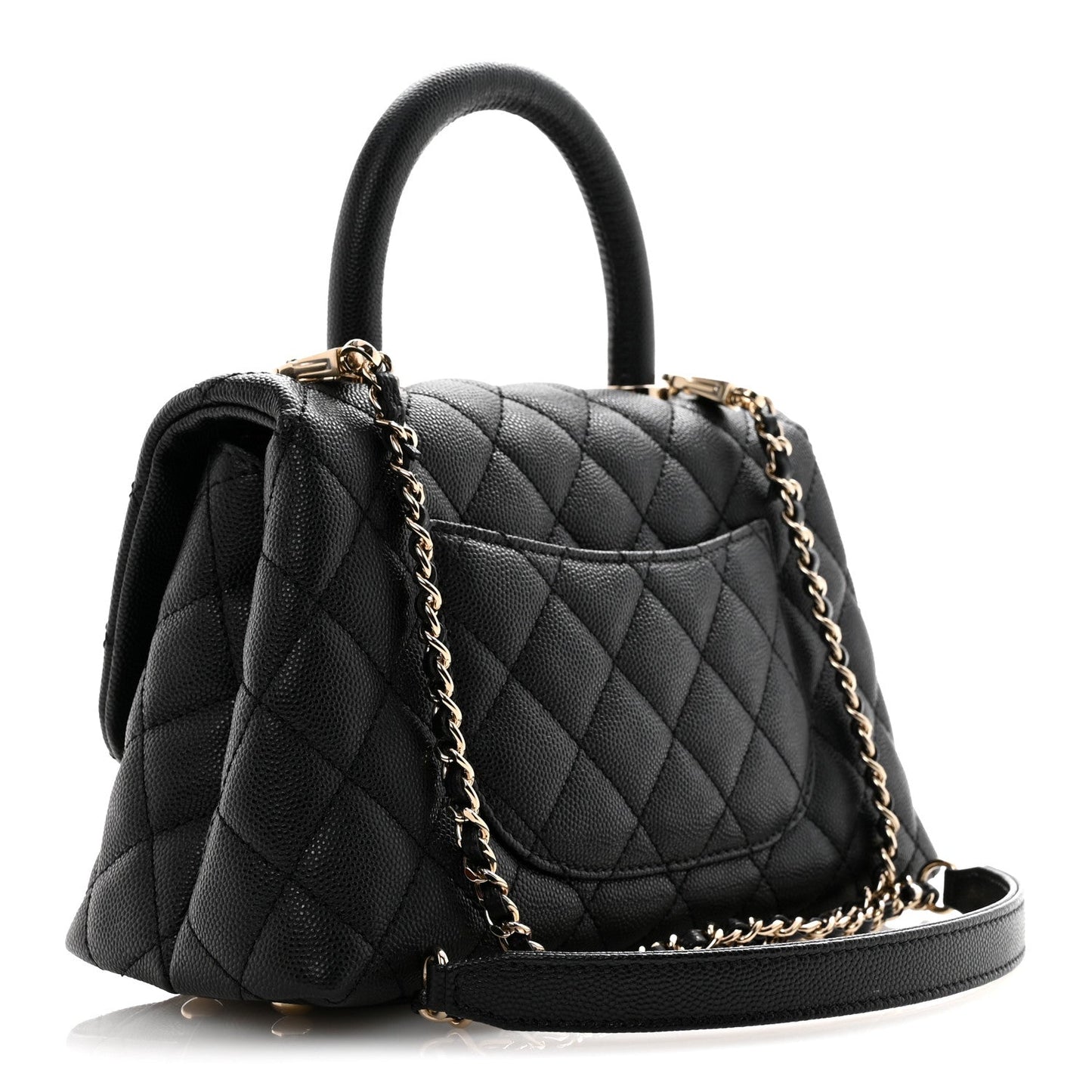 Caviar Quilted Mini Coco Handle Flap Black