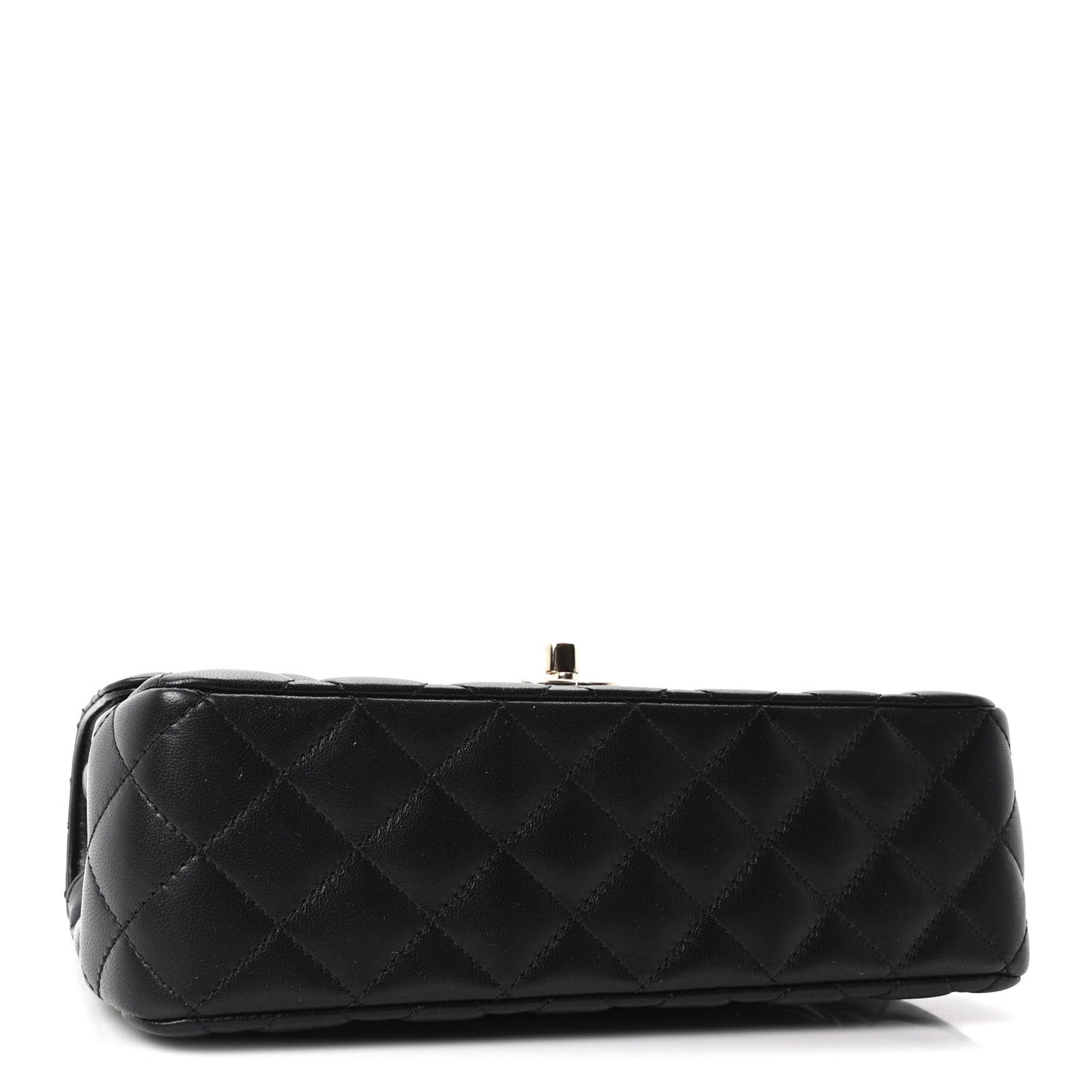 Lambskin Quilted Crystal Top Handle Small Rectangular Flap Black