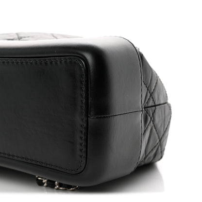 Aged Calfskin Quilted Small Gabrielle Backpack Black