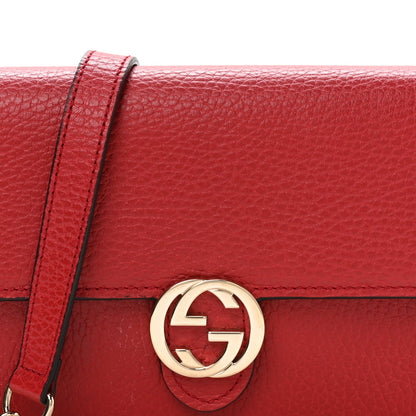 Dollar Calfskin Interlocking G Chain Wallet Red