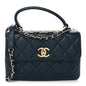 Lambskin Quilted Small Trendy CC Flap Dual Handle Bag Blue