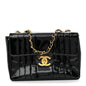 Patent Vertical Quilted Jumbo Single Flap Black