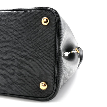 Saffiano Cuir Medium Double Bag Black Fuoco
