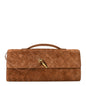 Suede Intrecciato Long Andiamo Top Handle Clutch Amber