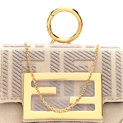 Canvas Vitello King FF Embroidered Nano Maxi Buckle Baguette Charm Nuvola