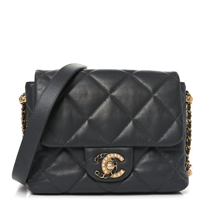 Lambskin Quilted Mini Crush On Chains Flap Bag Grey