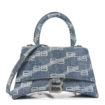 Denim BB Monogram Small Hourglass Top Handle Bag Blue