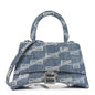 Denim BB Monogram Small Hourglass Top Handle Bag Blue