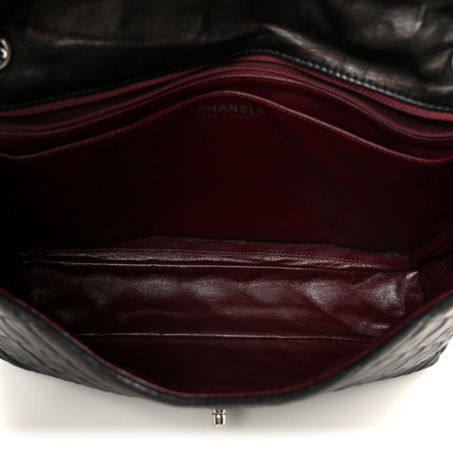 Washed Lambskin Quilted Maxi Single Flap Black