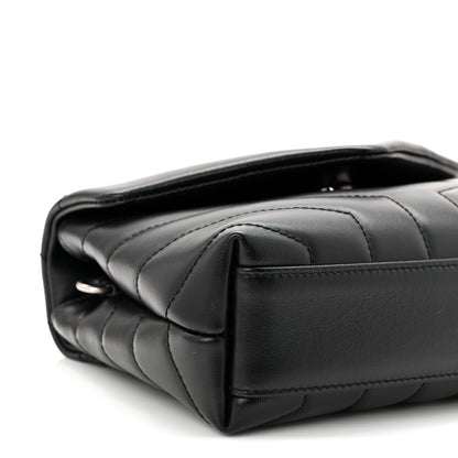 Calfskin Y Quilted Monogram Toy Loulou Crossbody Bag Black