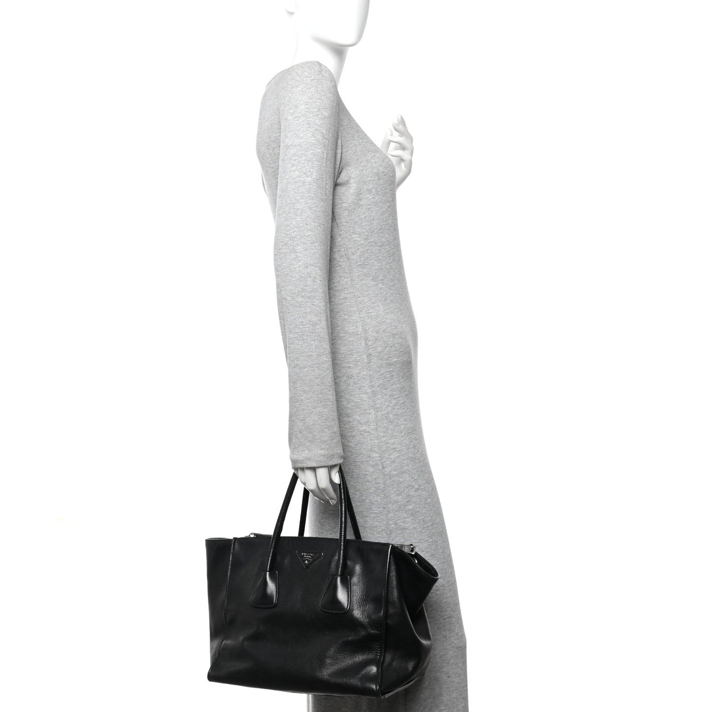 Glace Calf Twin Pocket Tote Black