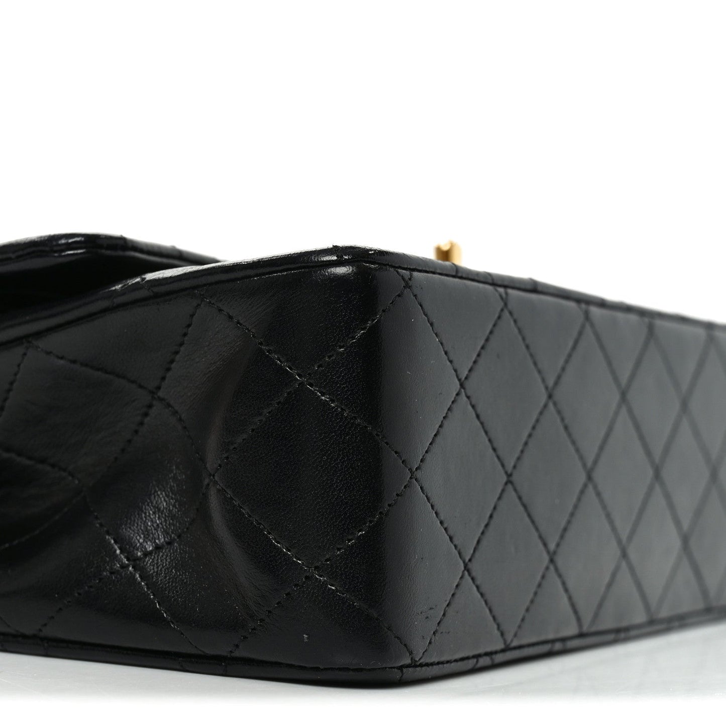 Lambskin Quilted Medium Double Flap Black