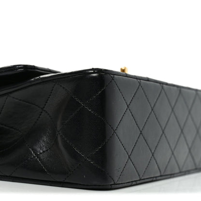 Lambskin Quilted Medium Double Flap Black
