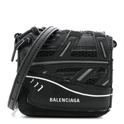 Faux Calfskin Fabric Sneakerhead Crossbody Wallet Black