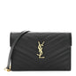Grain De Poudre Matelasse Chevron Monogram Envelope Chain Wallet Black